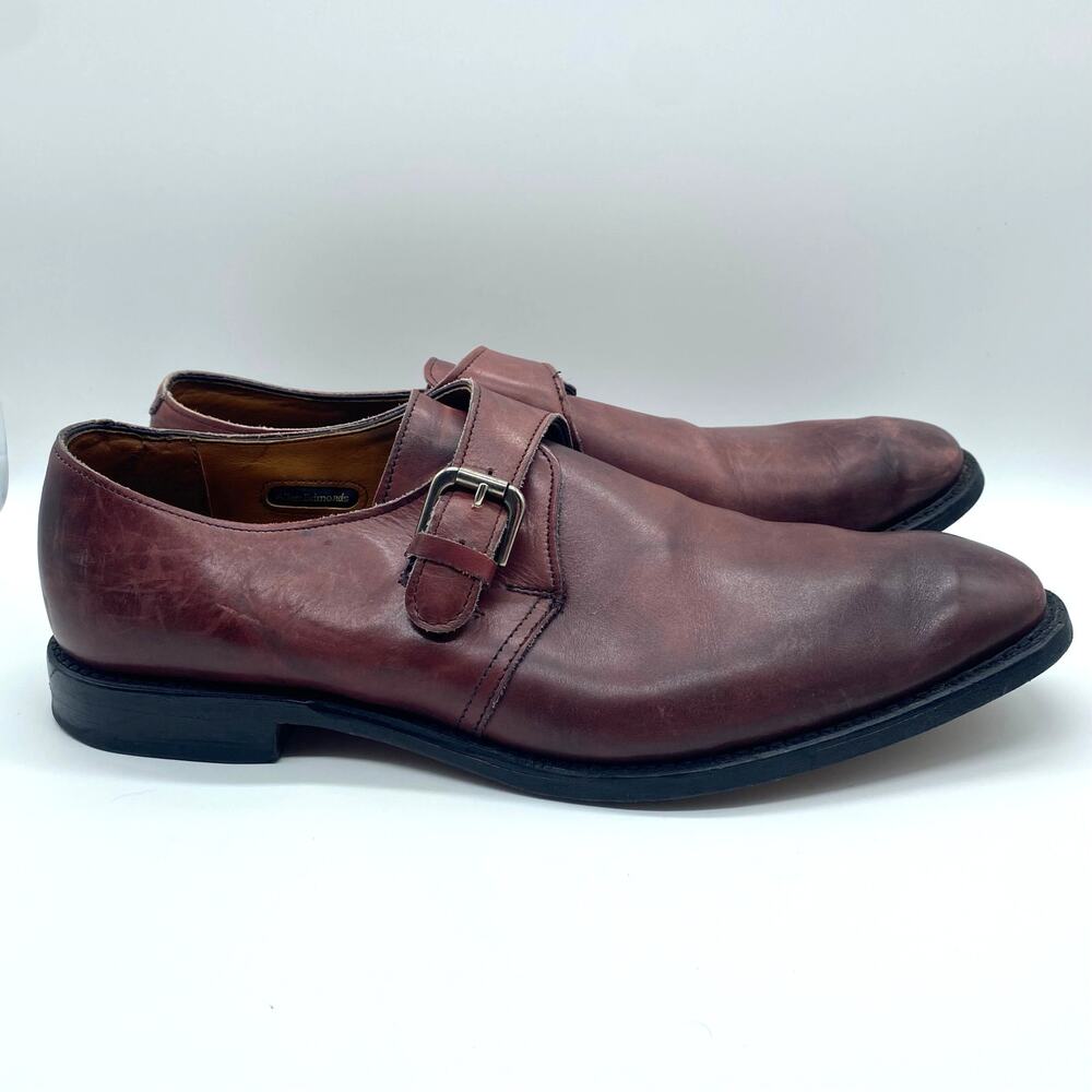 Allen Edmonds Red Brown Leather Side Buckle Monk Strap Dress Shoes Men's size 11